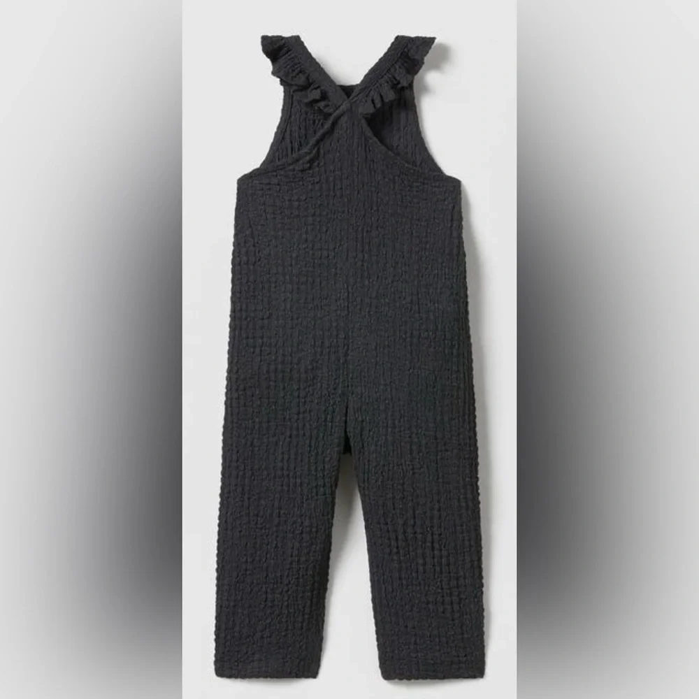 ZARA Girls Textured Jumpsuit/ Overalls with Ruffles